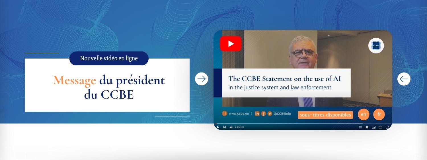 Cliquez ici pour voir la vidéo du message du président du CCBE - Statement on AI 25/05/2023